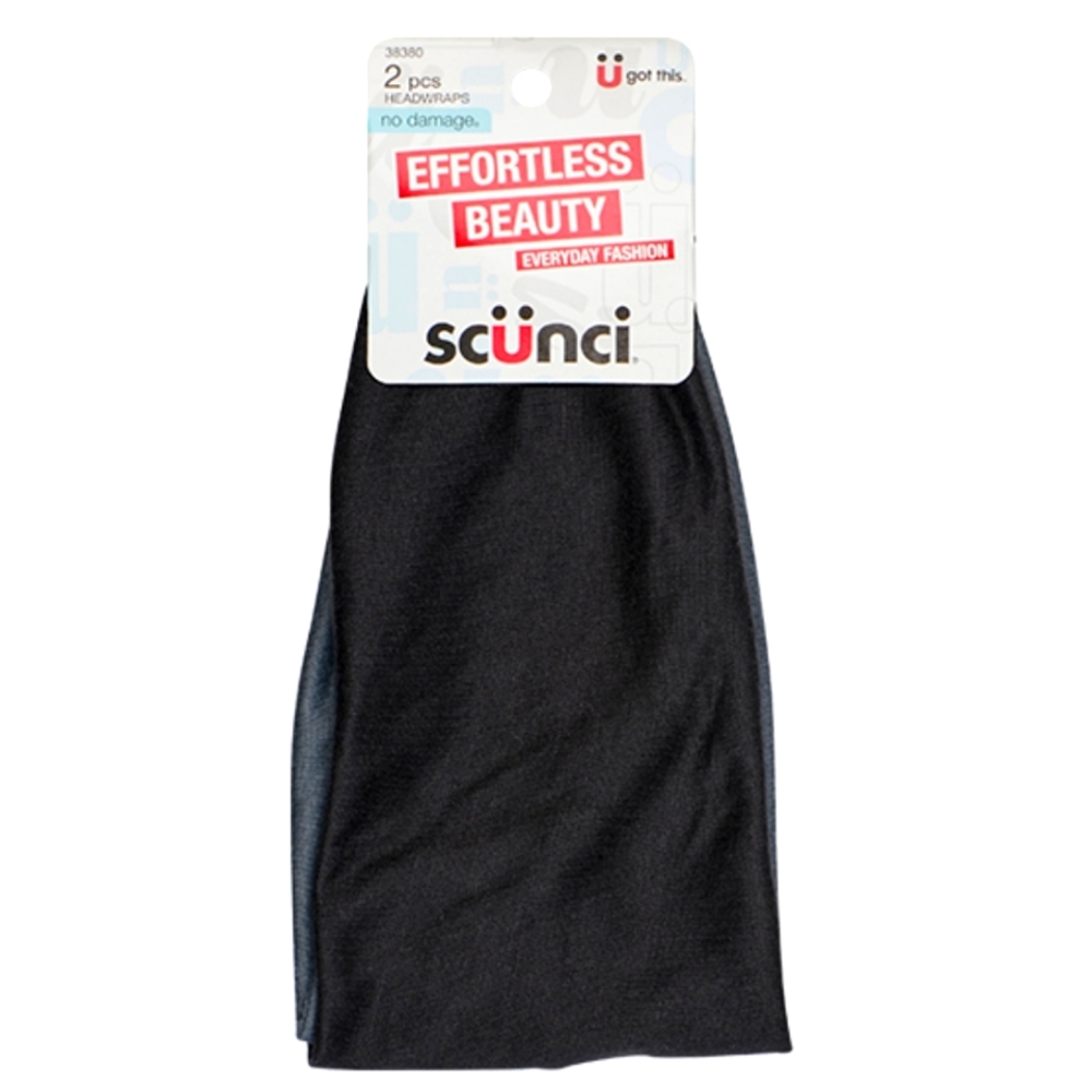 NWT SCÜNCI 2-PK EXTRA-WIDE No Damage Headwraps Black & Gray!
